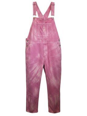 Free People We the Free Ziggy Electric Pink Tie-Dye Denim Overalls Size L